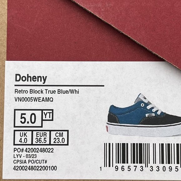 Vans Doheny Youth Boys Casual Canvas Sneakers Size 3-5 Blue/ Black Lace up Shoes - Picture 14 of 16